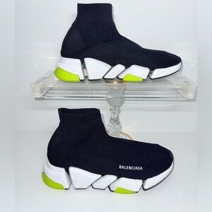 BALENCIAGA BLACK KNIT FABRIC SPEED 2.0 HIGH TOP.